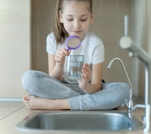 Reverse Osmosis Systems Girl Examines Water